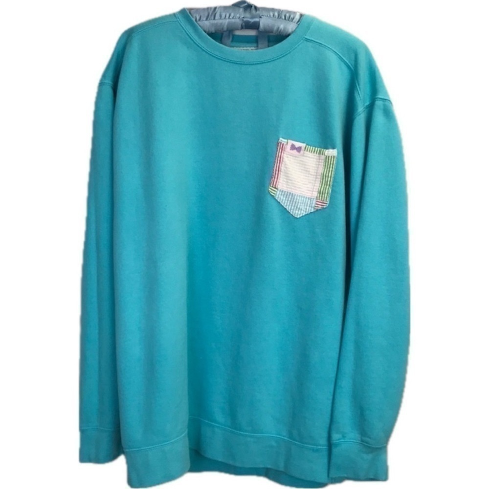 The Frat Collection Crewneck Sweatshirt Country Club Prep Bow Tie on Pocket Sz L